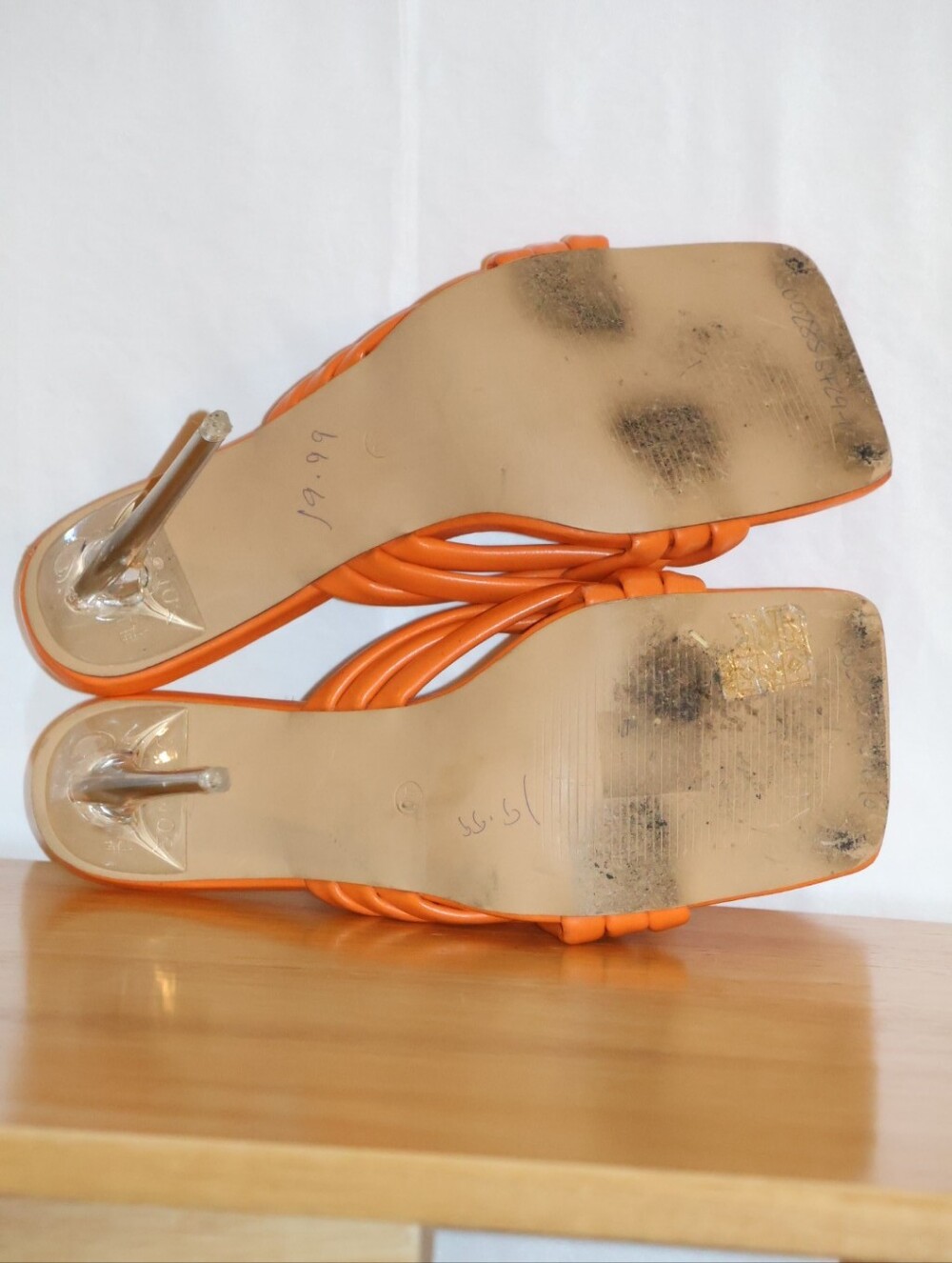 Orange Braided Woven Slide Sandal High Heels. - Picture 9 of 10